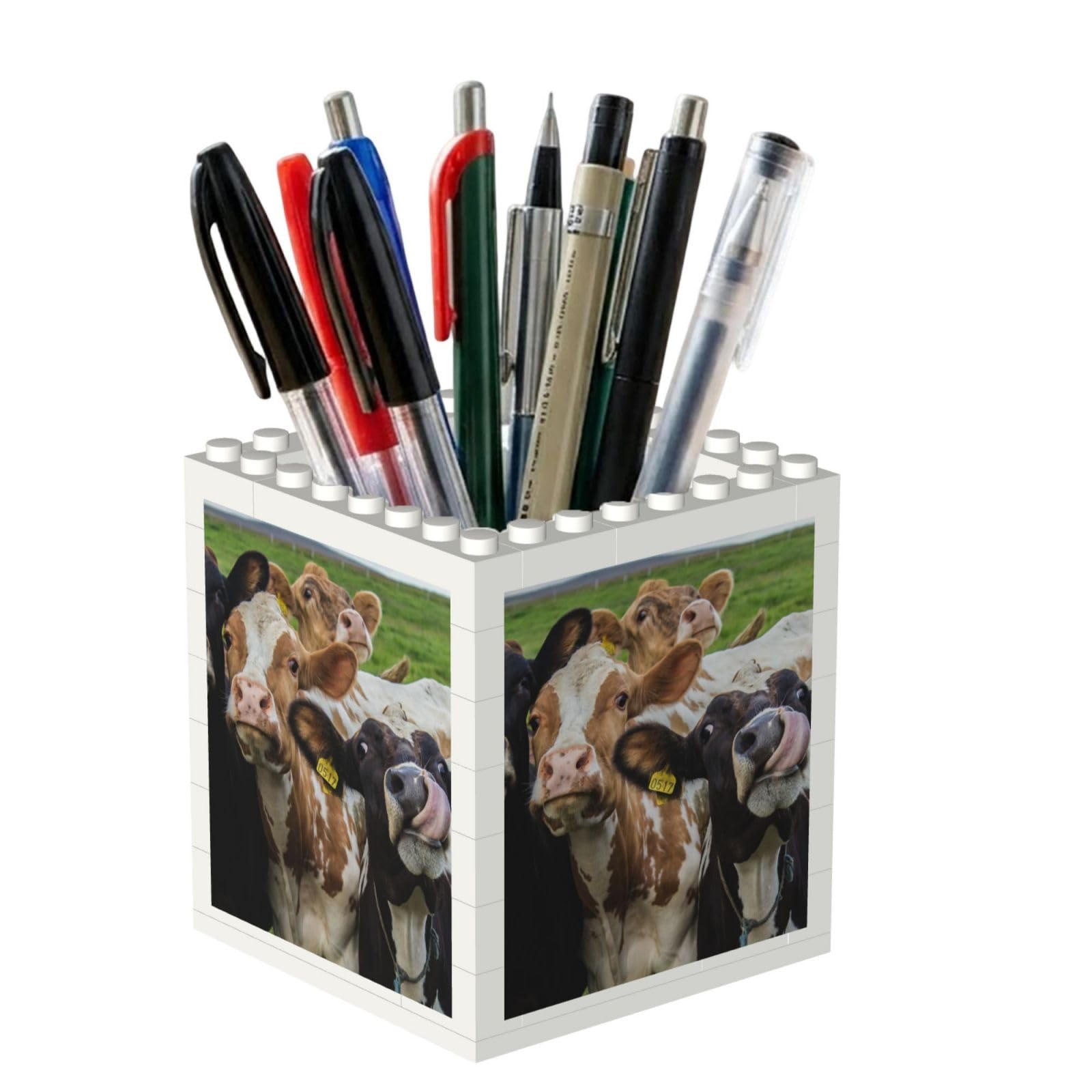 Poadnly Farm Animal Cow Cattle, Pen Pot Pencil Holder for Office Home School, Compact Desk Organiser for Office Stationery