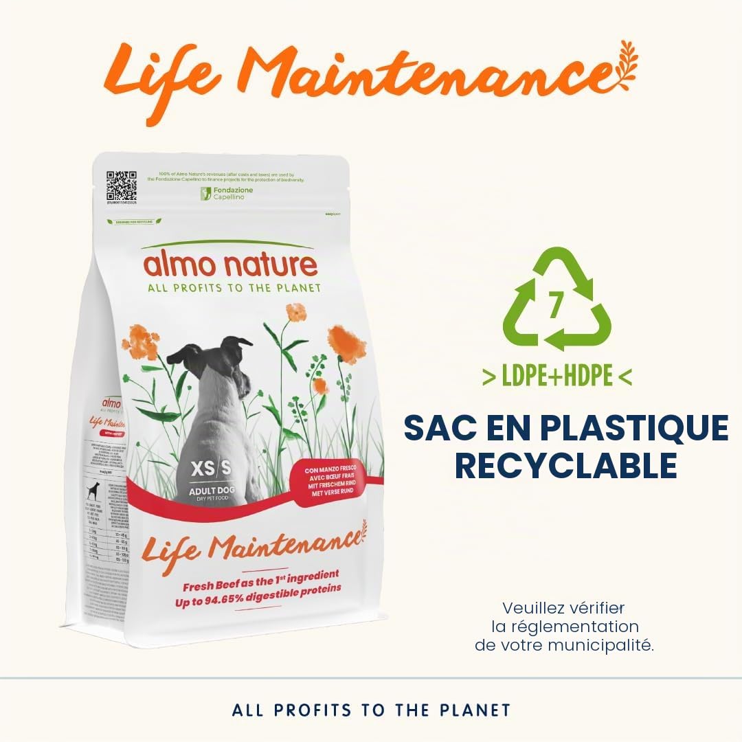 almo nature Holistic Maintece Croquettes pour Chiens Adultes avec Boeuf Frais - Sac de 2 kg