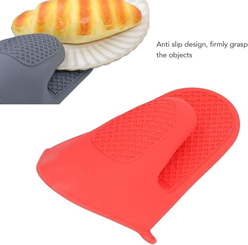 Miniatura 9 de 2 pares de mini guantes de horno, guantes de silicona resistentes al calor y al deslizamiento, mini manoplas de silicona para cocina y hornear (rojo)