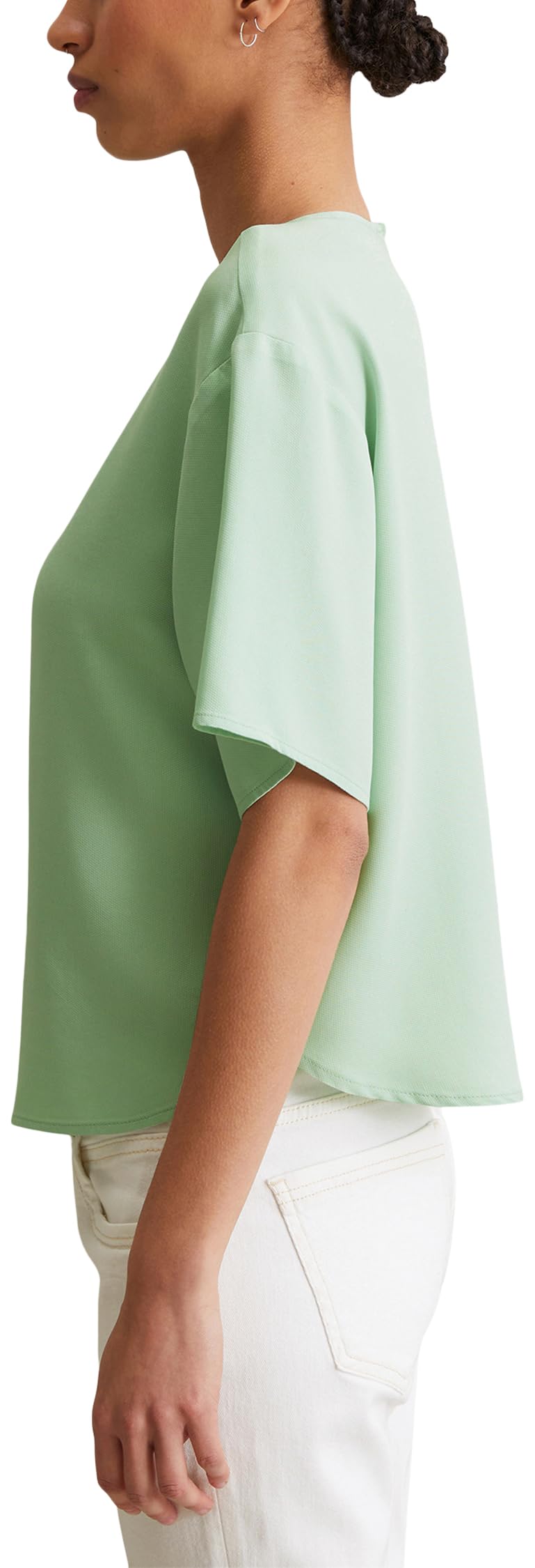 Marc OߴPolo Denim Donna Camicia a maniche corte con scollo rotondo cropped, Verde (Mint Mist), M