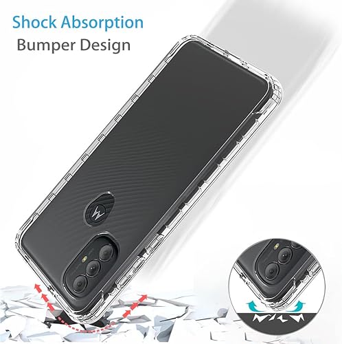 Miniatura 7 de Funda transparente compatible con Moto G Power 2022 con protector de pantalla de vidrio templado, bonito protector de cristal a prueba de golpes,