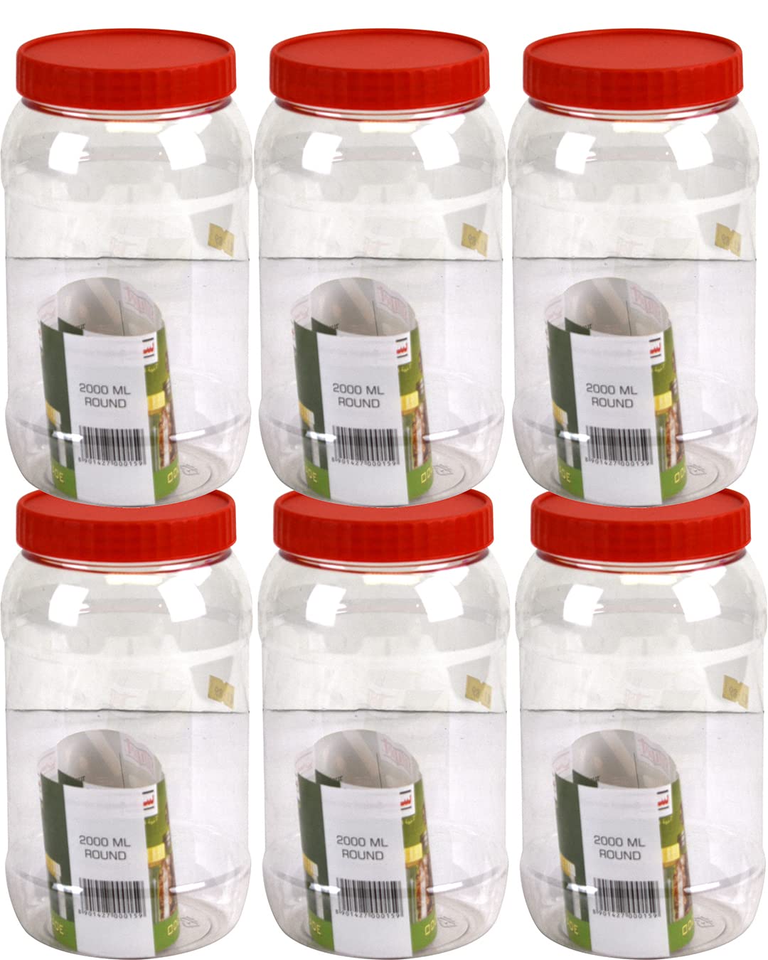 P.E.T. Jars, Food safe, Clear Food Storage Containers. (6x 2000ml)