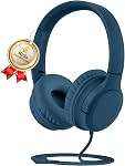 Limiteur de volume des écouteurs pour enfants 94dB, DyBaxa Casque filaire léger pliable plus sûr, Portable sur écouteurs pour enfants École Cours d'apprentissage en ligne Tablette de voyage, 3.5mm Jack, rose