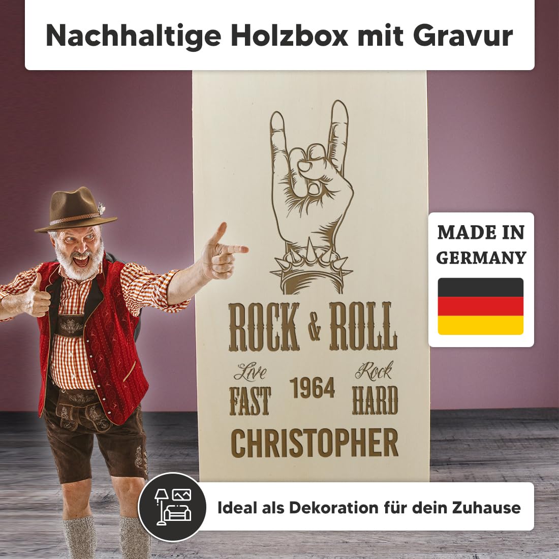 polar-effekt Chope à bière de 0,5 l et caisse en bois avec gravure comme cadeau pour homme – Coffret cadeau d'anniversaire – Chope à bière pour pils, exportation et bière artisanale