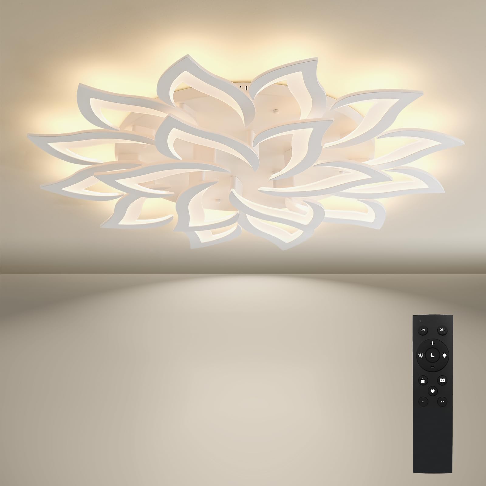 BAYHT Deckenlampe LED Deckenleuchte Dimmbar mit Fernbedienung 84W Wohnzimmerlampe Modern Design Schlafzimmerlampe Küchenlampe für Schlafzimmer Esszimmer Wohnzimmer Arbeitszimmer 105cm
