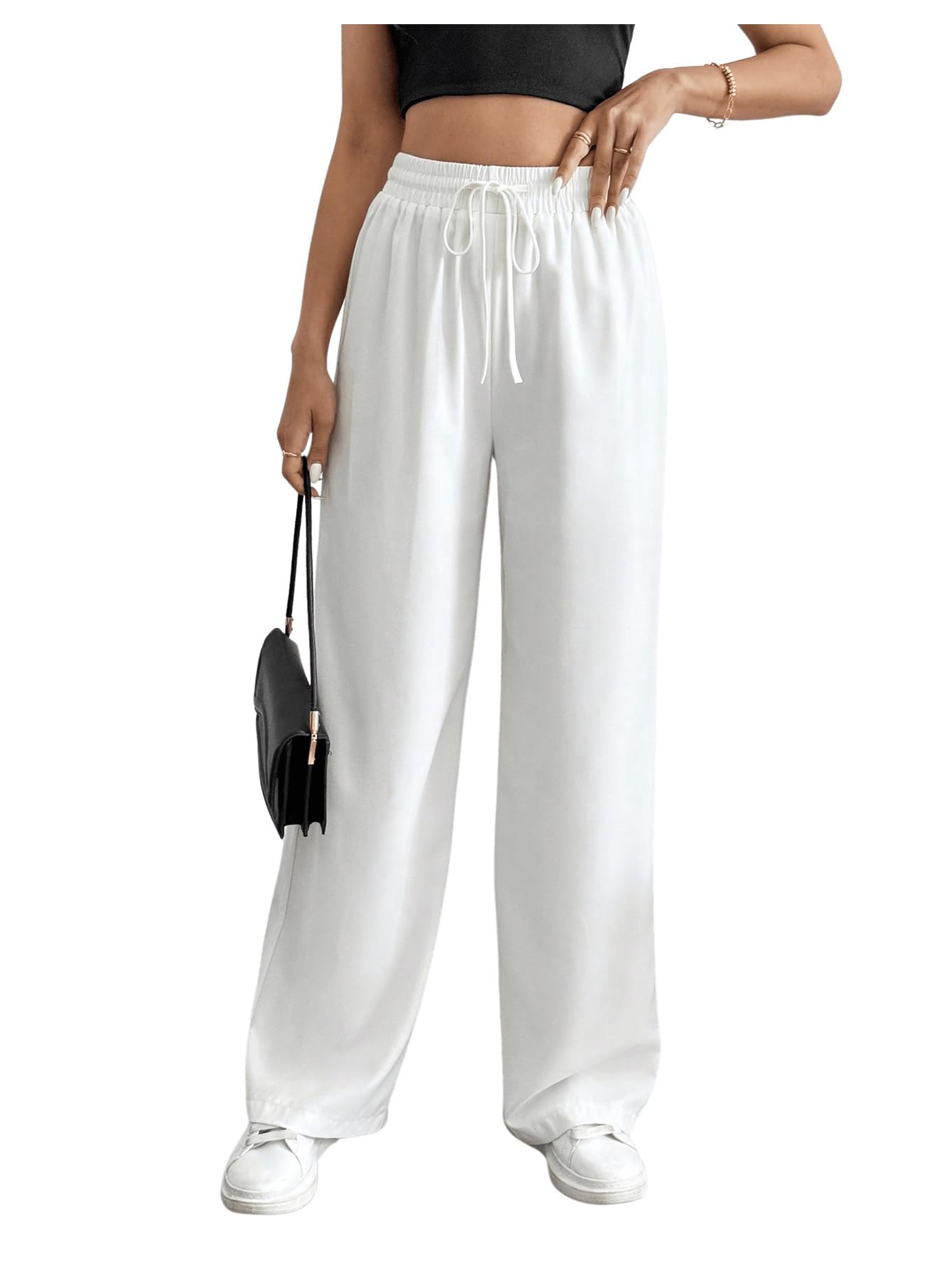 dockstreet Straight high Waist Long Length Workout Yoga Drawstring Lower for Women/Trending Style, Relaxed Workout Pants for Women-picture-27