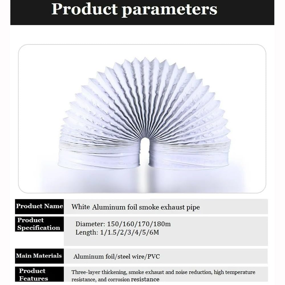 Conduttura flessibile in alluminio, tubo di ventilazione in PVC Tubo | For sostituzione prolunga condotto condizionatore d'aria portatile for aspiratore, tende da(150mm,1.5meter)