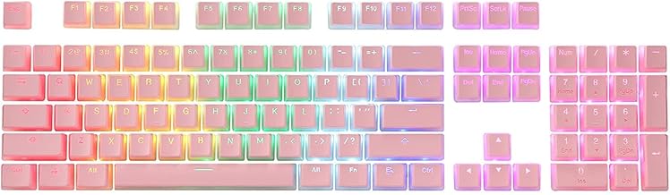 ETZIN Pudding Keycaps Set PBT Double Shot OEM Profile for Gaming Mechanical Keyboard MX Switches Universal Compatiability for 61 87TKL 104 108 Keyboard (Only Keycaps), (Pink)