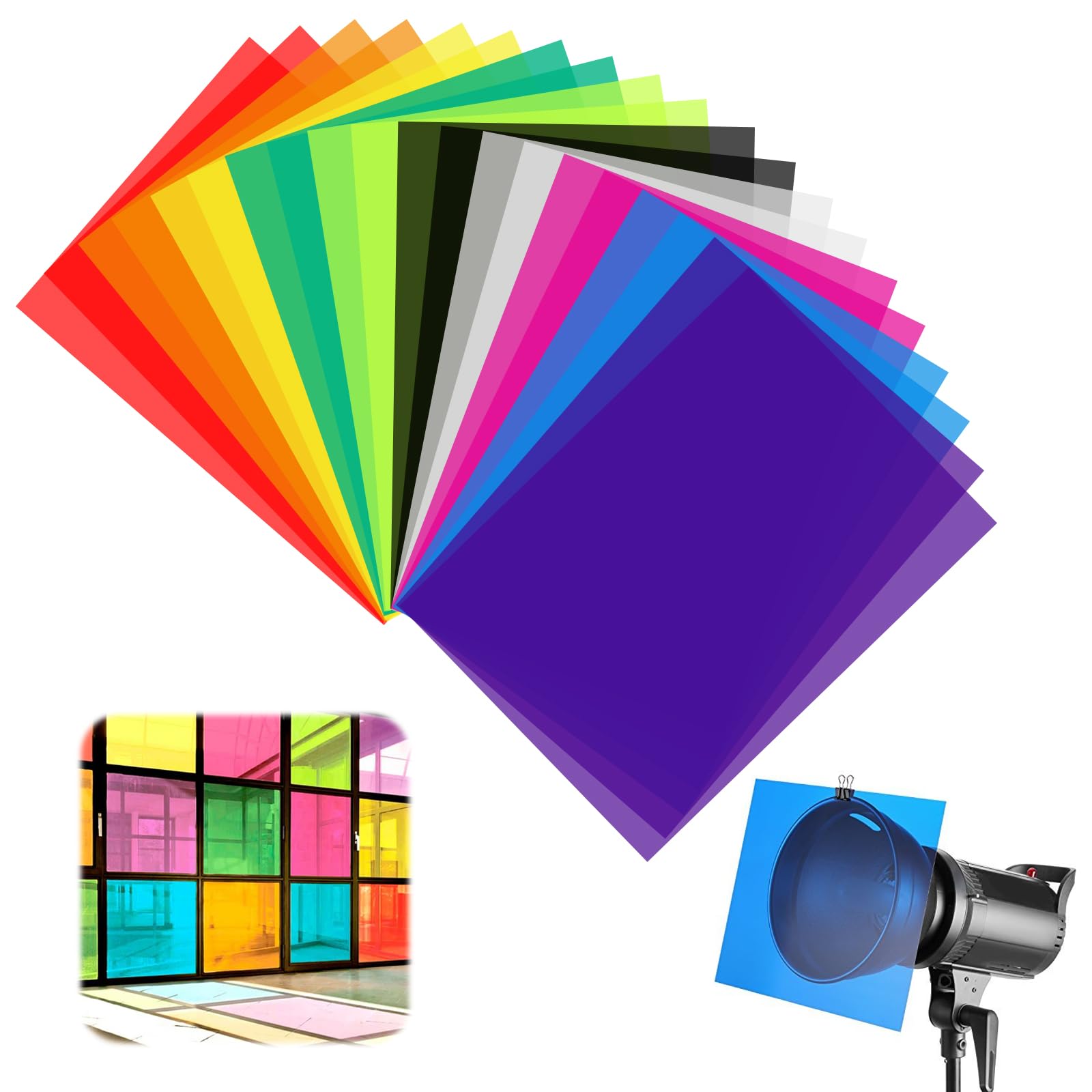 20 Pezzi Filtri Colorati Trasparenti Gelatina, 10 Colori Filtro Luce Gel Di Correzione Del Colore, Gelatine Fotografiche Sovrapponibili, Fotografiche Gel Per Faretti, Fogli Trasparenti Colorati, A4