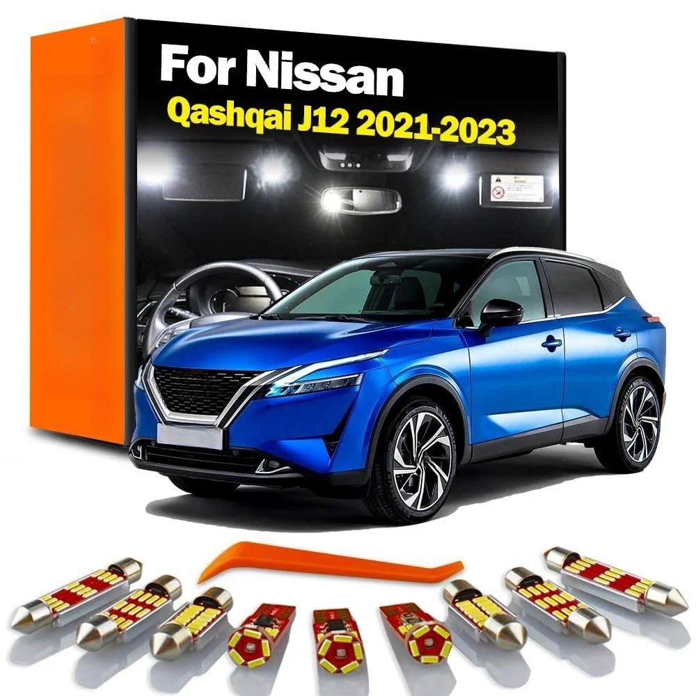 12 Pezzi Accessori Auto LED Mappa Interna Cupola Luce Baule Lampada Kit, per Nissan Qashqai J12 2021 2022 2023 lampadine a LED