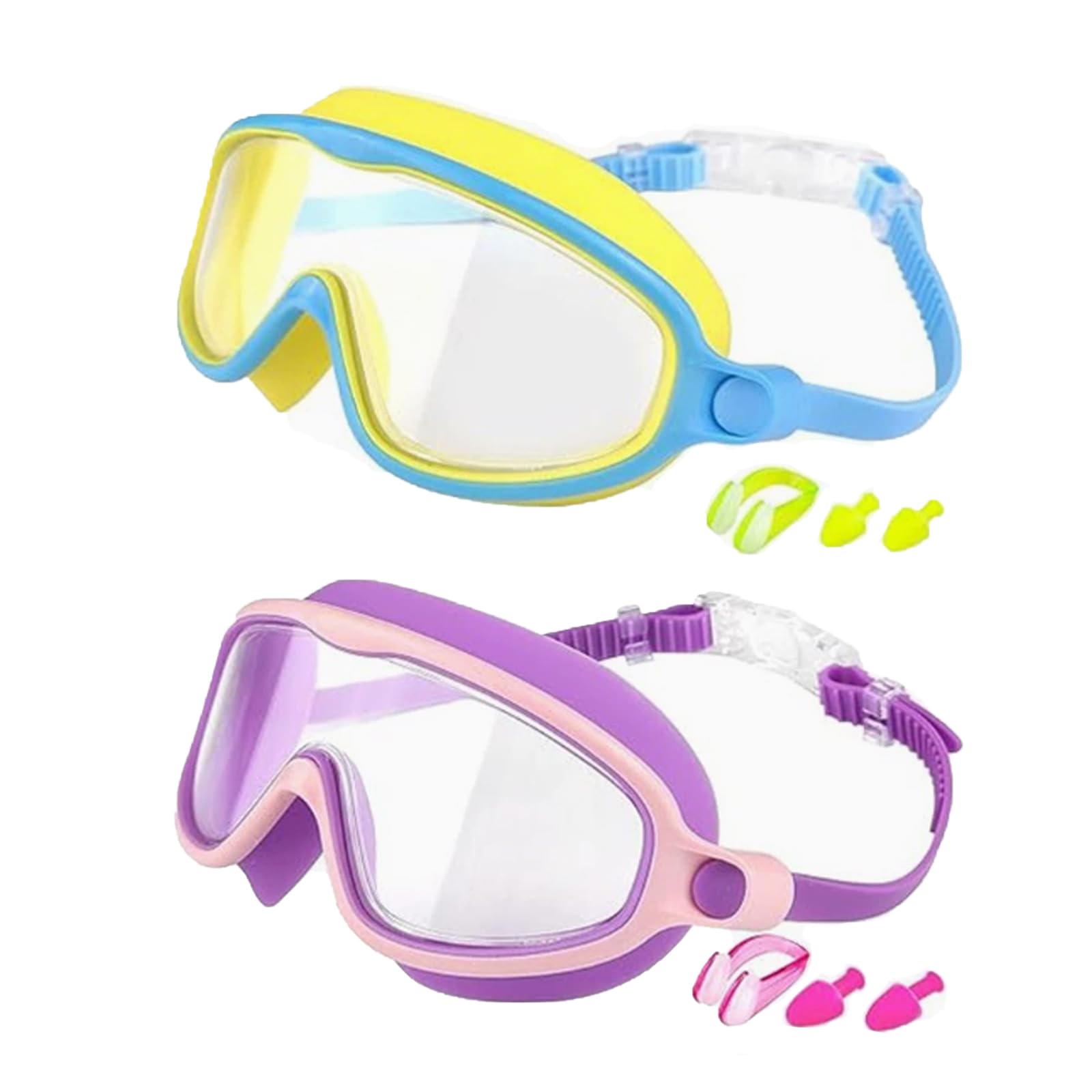 Alevez Tibatoes Goggles, with Nose Clip and Ear Plugs, No Leak Swim Goggles 2PCS (D)