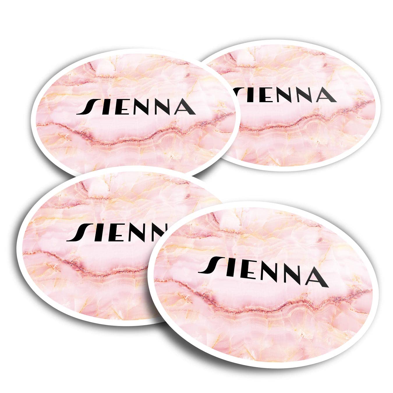 4 x 10cm Vinyl Stickers Set - Name Sienna Marble Stone Texture Letter Lettering Travel Scrapbooking Gift Decal Wall Art Self Adhesive Waterproof #277429
