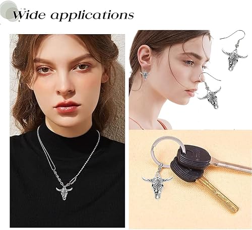 Miniatura 6 de ZHLZTYYL Metal Cow Enamel Pendants Western Cowboy Charms Antique Silver Alloy Pendants Charms for Earring Necklace Bracelet Key Chain Jewelry Craft