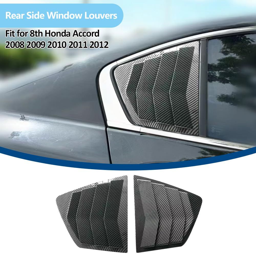 Xhfarce Window Louvers Fits for 8th Gen Honda Accord Sedan 2008-2012 Accessories Rear Side Window Louvers Windshield Sun Shade Cover Auto Exterior Decoration Trim Accessories(Carbon Fiber)