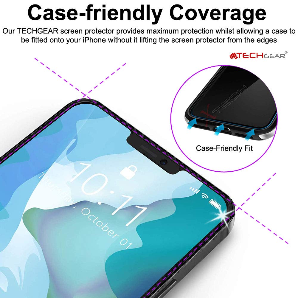 TECHGEAR [2 Pezzi] Vetro Temperato per iPhone 12 / iPhone 12 Pro 6,1 Autentica Pellicola Protecttiva in Vetro Temperato Salvaschermo [Durezza 9H] [Resistente ai Graffi] [Ultra Chiaro][Senza Bolle