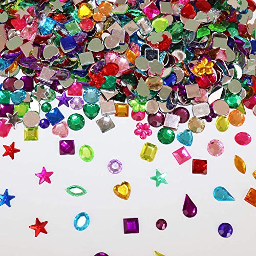 1200 Pcs Acrylic Flatback Rhinestones,12 Different Shape Gems for DIY Craft Jewels Gemstone Wedding Birthday Decoration (6-13mm) (Acrylic)3
