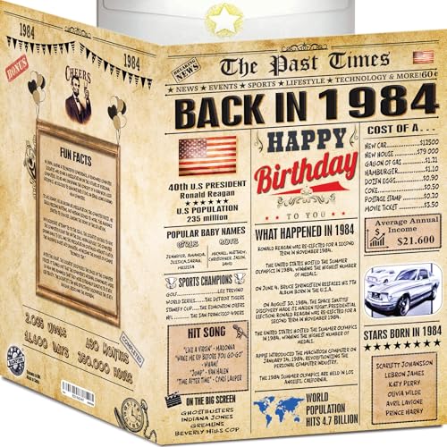 42nd Birthday Card for Women Men - Back In 1984 Newspaper - 42 nd Happy BIRTHDAY card - 42 birthday gift for Her Him - JUMBO size - 42nd birthday decorations Dad Mom - Best gifts for 42 year old