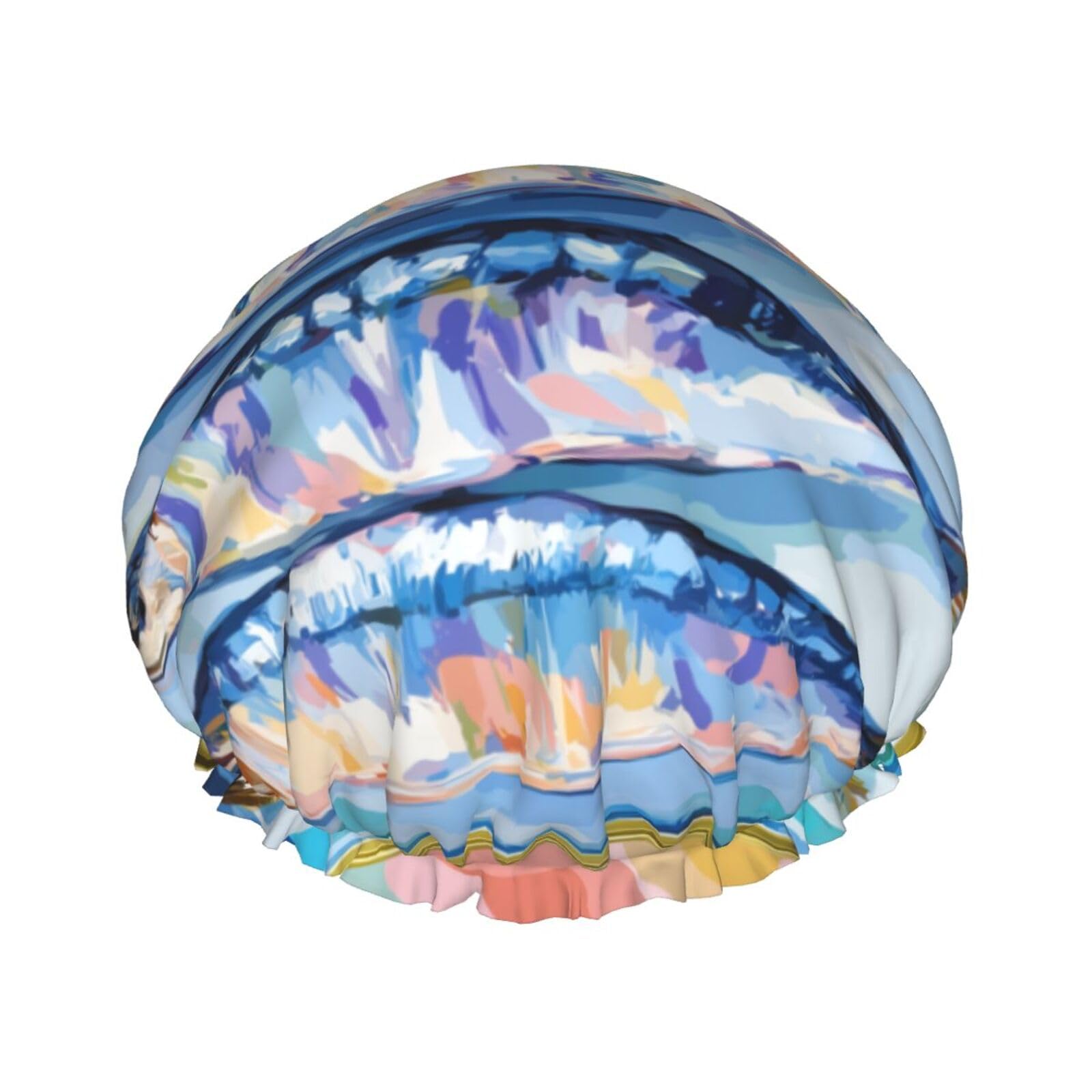 Sardines In Tins Vintage Prints Shower Cap Double Layer Lined Waterproof Bathing Shower Hat