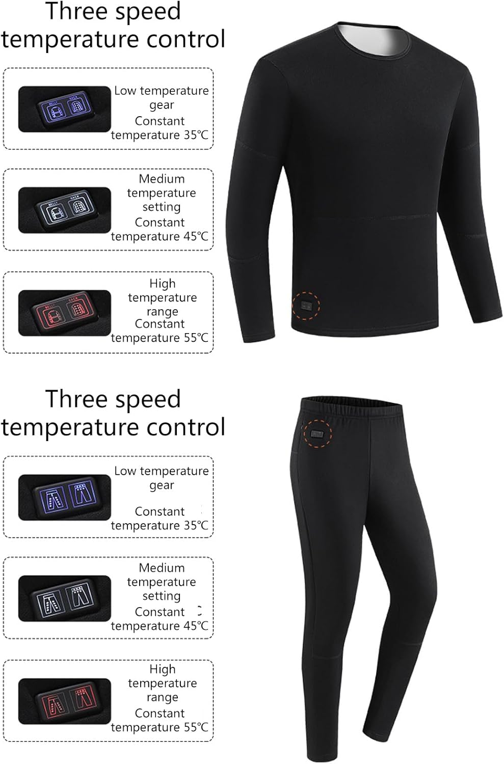 Winter Electric Heated Underwear Set Motorcycle Clothing Women Fleece Thermal Top Pants 30 Area Ski Heating Suit