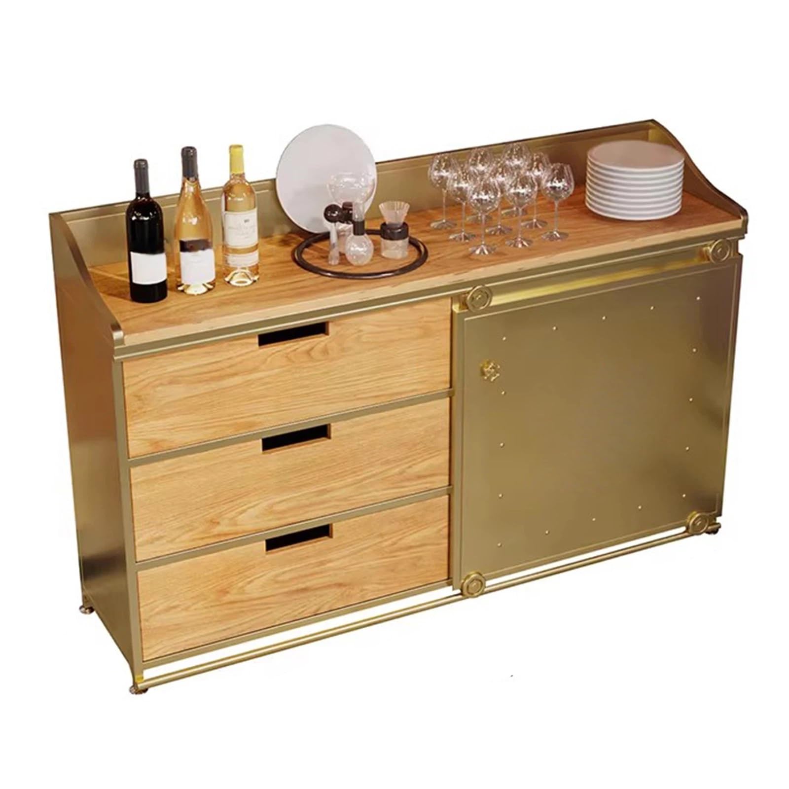 Zf9tBw5sH Unità cucina ad isola Mobile da cucina con credenza in metallo e legno, cassetti ante