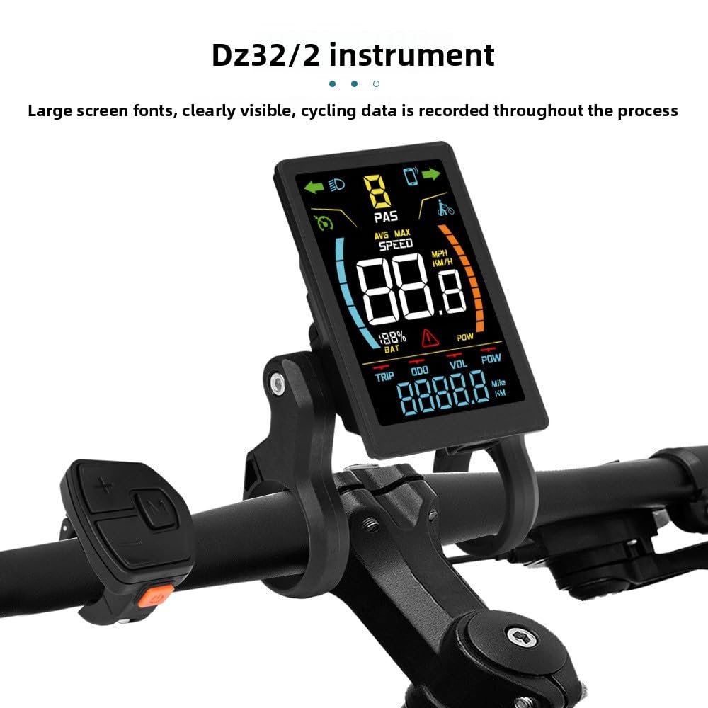 Pantalla de bicicleta eléctrica de plástico + metal 24V-72V, pantalla LCD DZ32/2, panel de bicicleta eléctrica, conector SM, medidor inteligente de bicicleta, velocímetro, odómetro, instrumento para