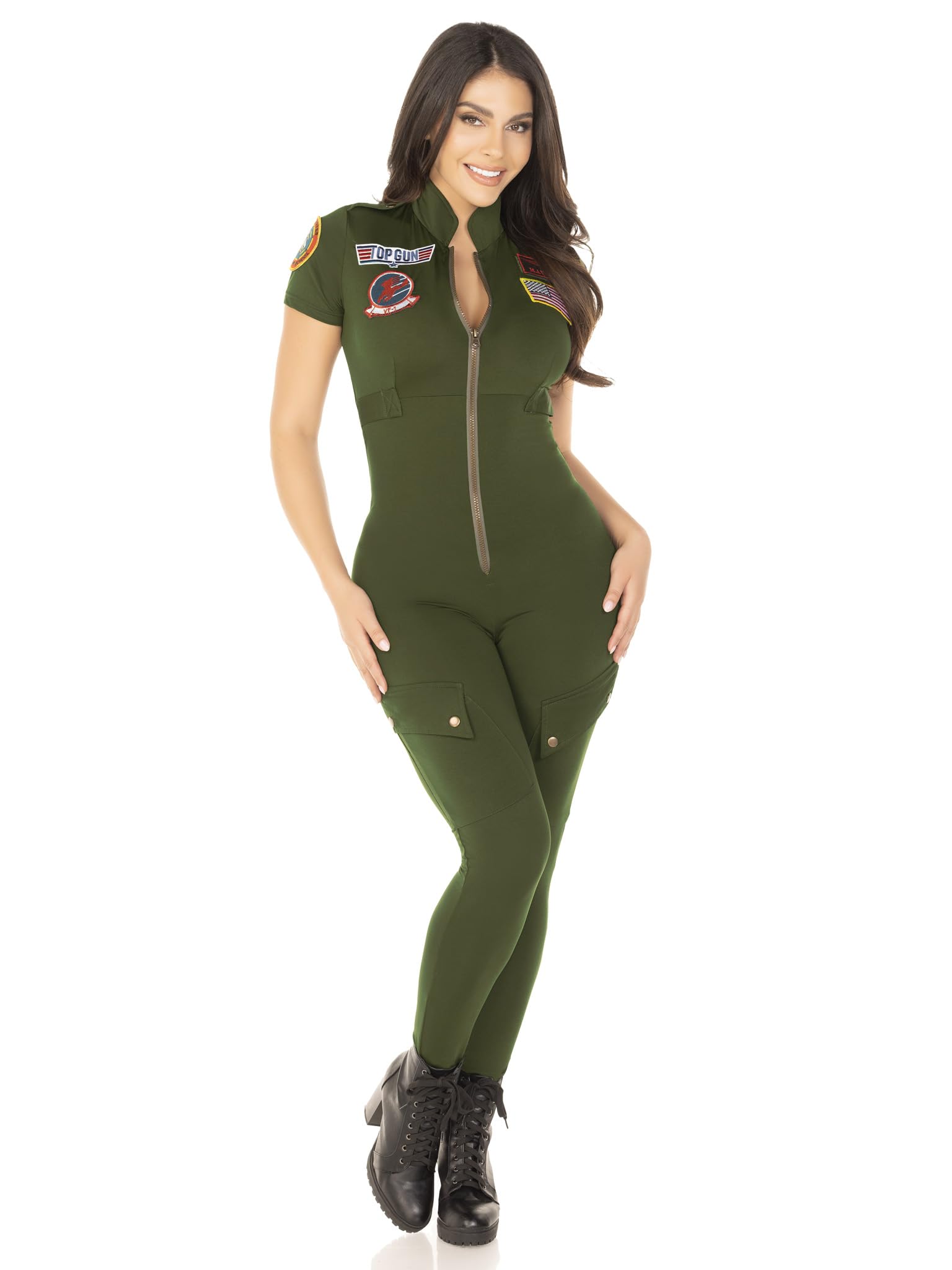 Leg Avenue Top Gun Costume Women Flight Suit with Interchangeable Name