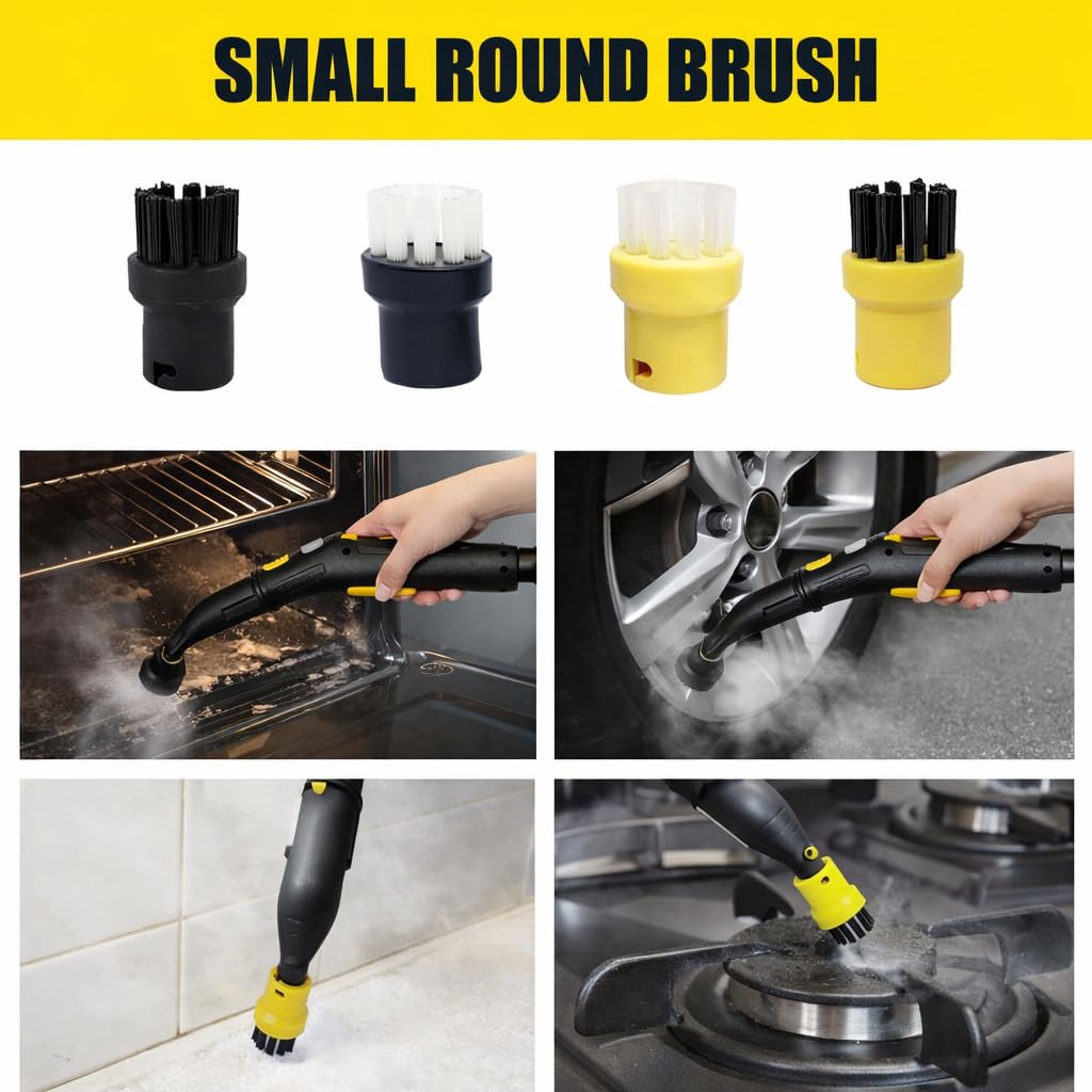 23 Stück Zubehör für Kärcher Dampfreiniger Easyfix SC1 SC2 SC3 SC4 SC5, Dampfreiniger Bürste Set, inkl Gebogene Düse, Mikrofaser-Tuch, Professionelles Reinigungs Zubehör Mikrofasertuch-Handdüse
