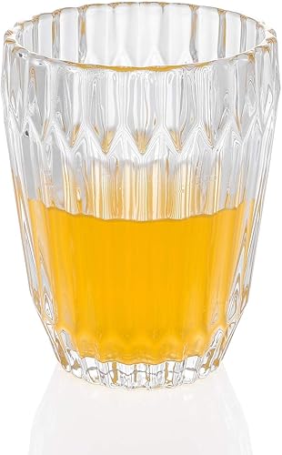 Juego de 6 vasos de jugo soplados a mano de 7.9 onzas, juego de 6 vasos de agua con patrón vintage para todas las ocasiones