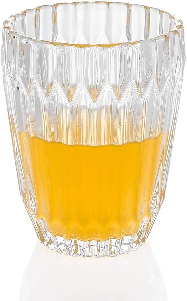 EVEREST GLOBAL Hand Blown Juice Glasses 7.9 oz set of 6 Vintage Pattern Water Glasses Set Drinking Tumblers for All Occasions