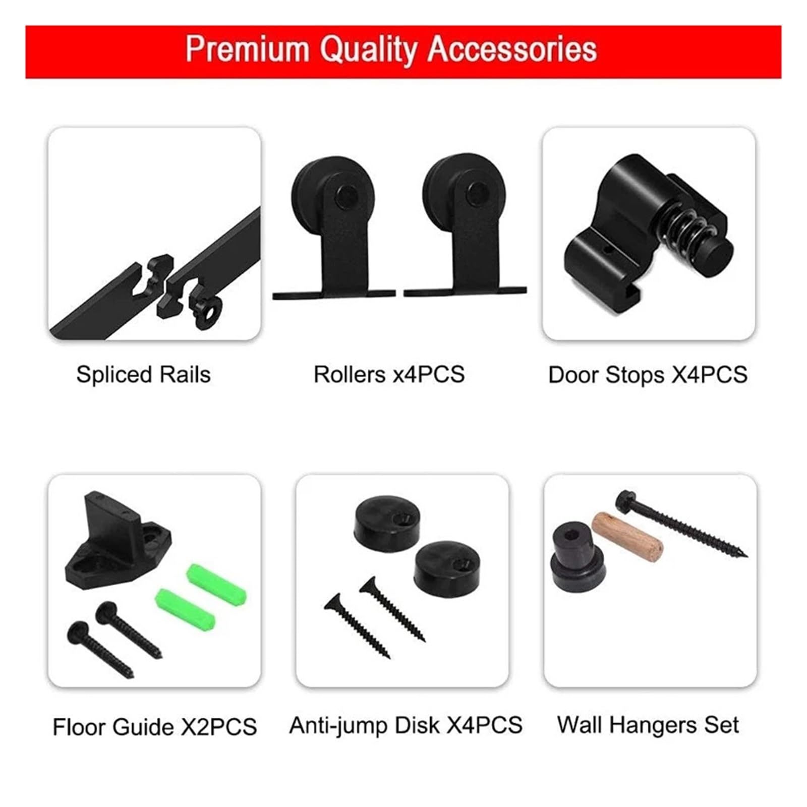 Kit de rieles for puertas corredizas madera granero 4 a 10 pies, herrajes for armarios, sistema for dobles(6.6FT 122cm Rail Kit)