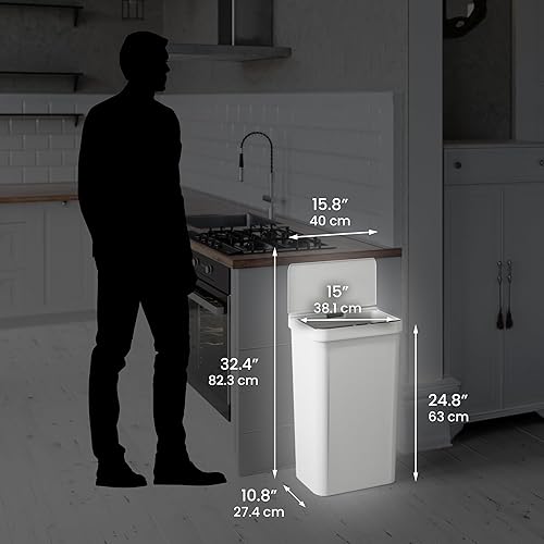 Miniatura 6 de iTouchless - Cubo de basura Prime de plástico, con sensor, 13.2gal, delgado, compacto, estructura duradera antigolpes y automático para cocina,