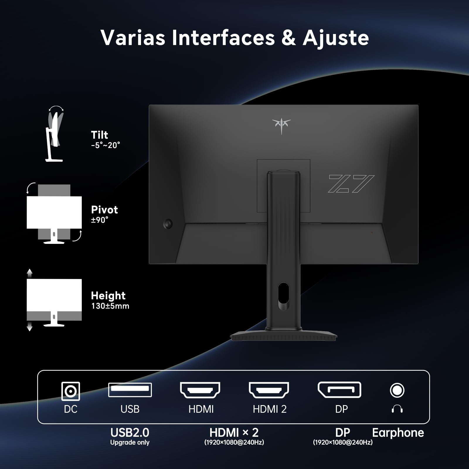 KTC Monitor Gaming 240Hz 27 Pulgadas | FHD@240Hz | Soporte Ajustable | Panel IPS rápido | 1ms (MPRT) | Brillo de 350 CD/㎡, HDR | Adaptive Sync | 97% DCI-P3, 99% sRGB, ΔE＜2 | H27F7