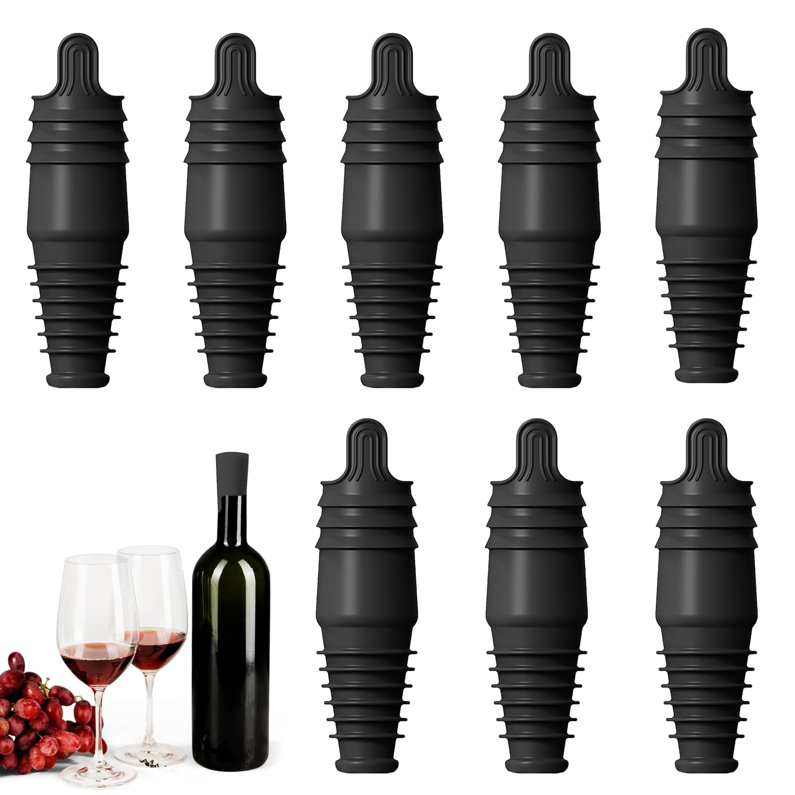 Muiltvoe Wine Stoppers for Wine Bottles - Reusable Soft | Silicone Bottle Stopper - for Champagne Drink Travel Home Bar Party Dining Restaurant Kitchen