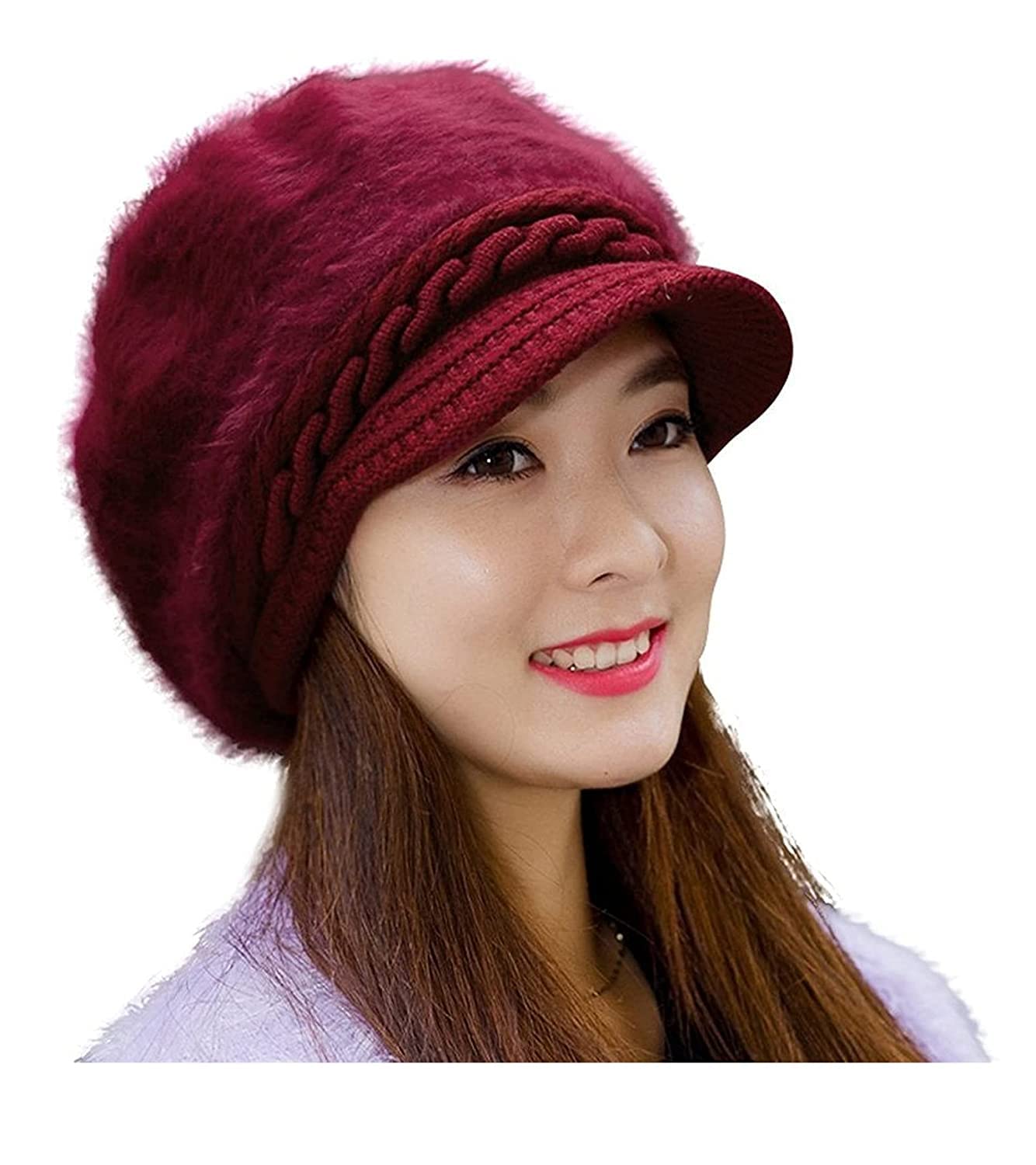 Atipriya Fashionable Woolen Beanie Cap for Women with Visor_Free Maroon Size(Pack of 01)-image-2