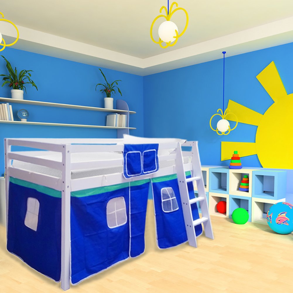 Warmiehomy Cabin Bed Wooden Mid Sleeper Cabin Bunk Bed Children Bed