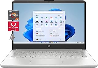 HP 2022 Newest 14 inch FHD Display Laptop, AMD Ryzen 3 3250U (Beat i5 7200U), 12GB RAM, 256GB SSD, AMD Radeon Graphics, WiFi 6, Bluetooth, Windows 11 Home, Bundle with JAWFOAL