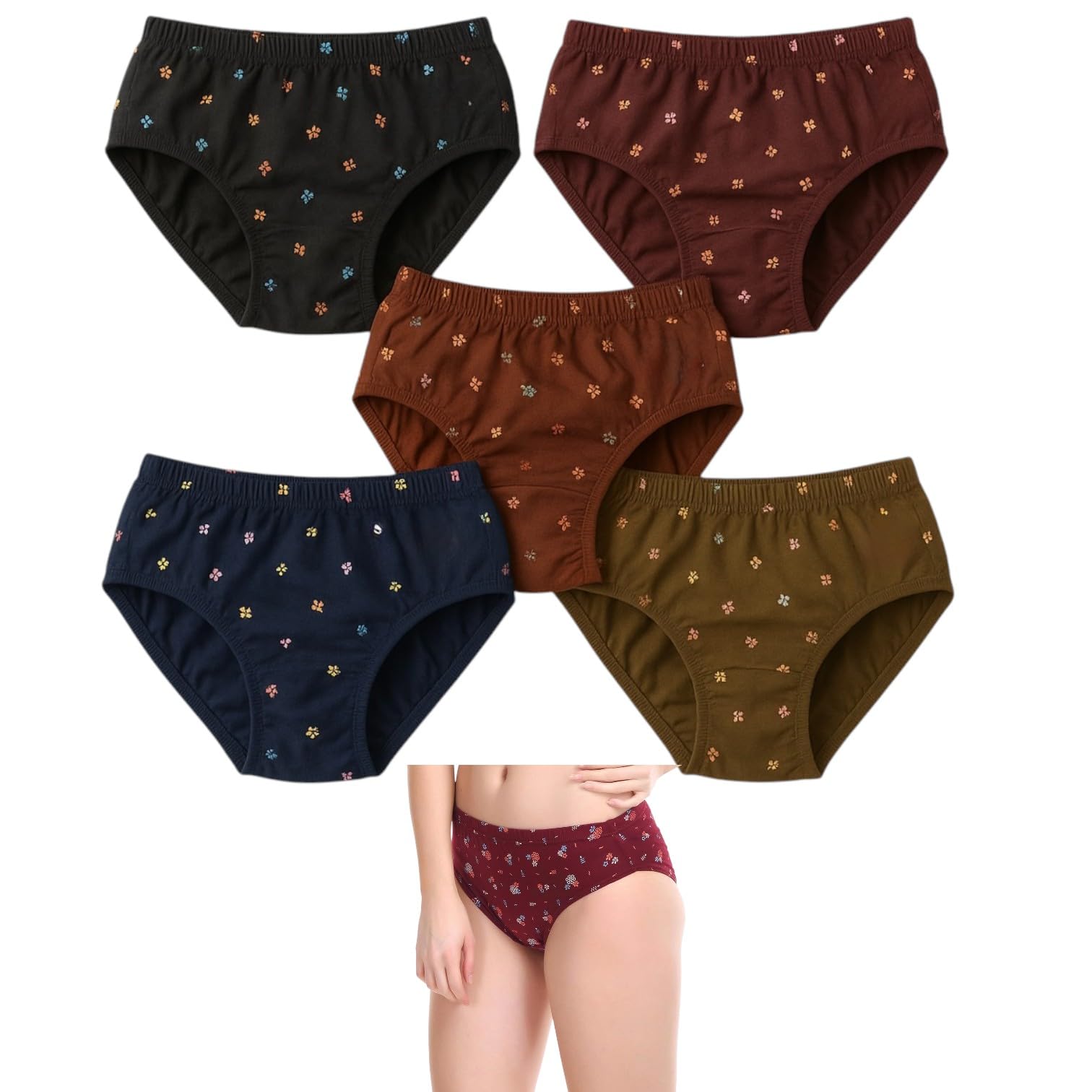 women pure cotton panty| ladies innerwear panties set | brief underwear for women combo| under garments for women & girls set| chaddi 5 combo pack