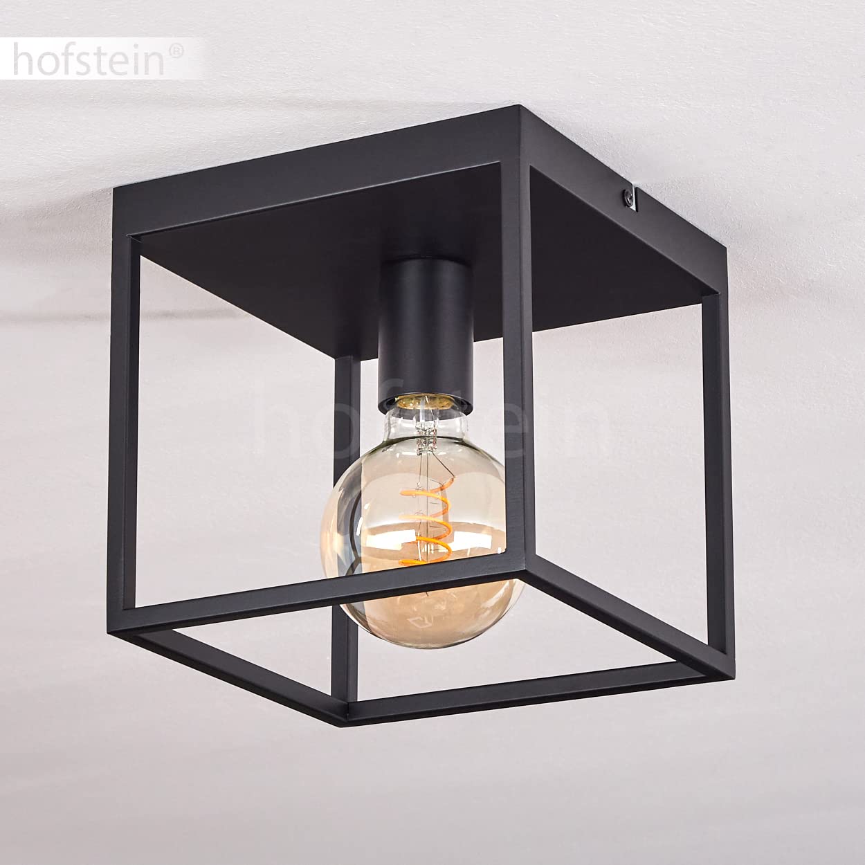 Plafoniera Malao, lampada da soffitto angolare in metallo in nero, luce moderna con effetto reticolo, 1 x E27, senza lampadina/e