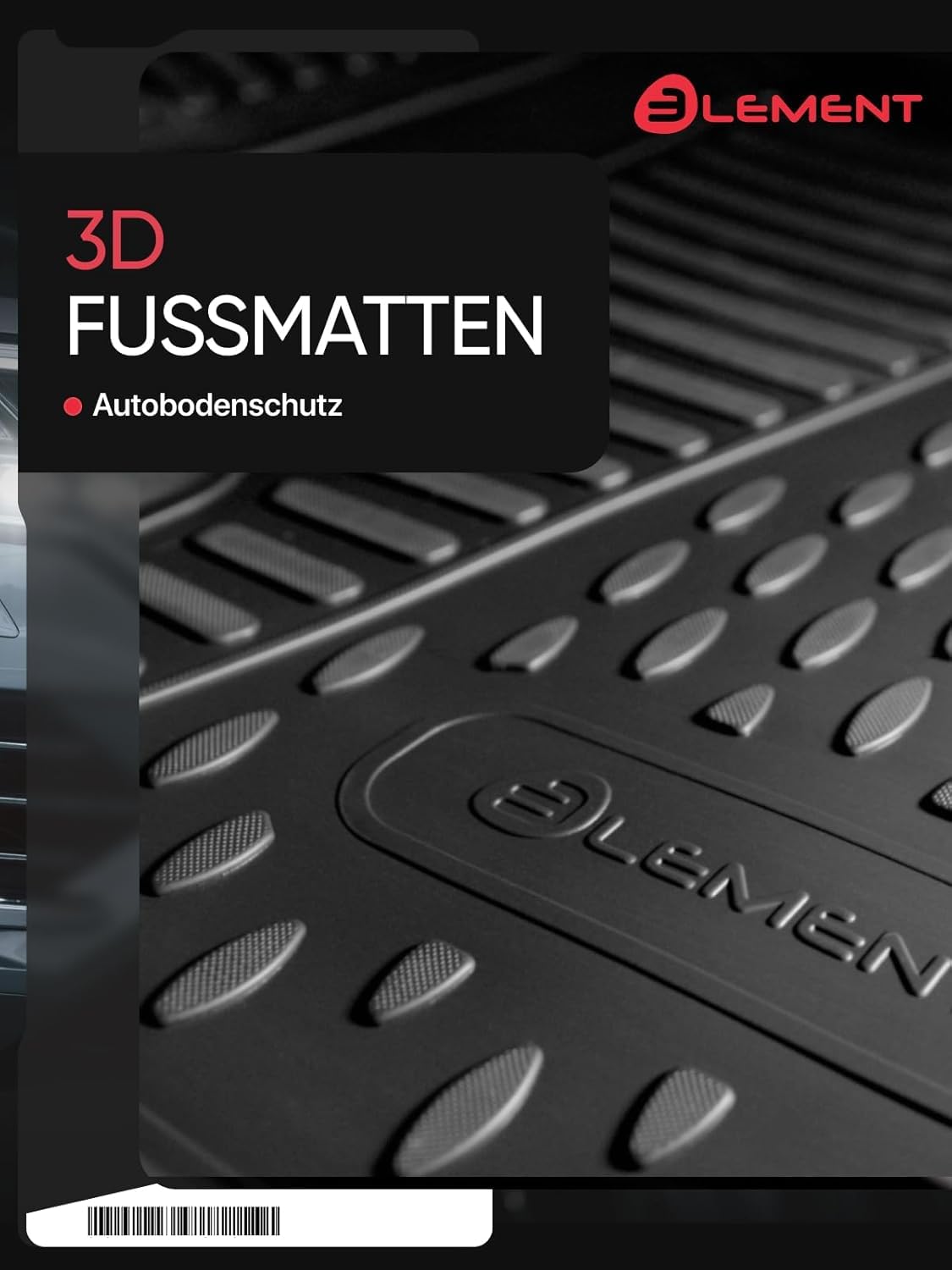 Element Set di tappetini in gomma 3D adatti per VW Golf 8 (VIII) | 2019 – Oggi | 100% tappetini auto su misura, tappetini in gomma per auto, tappetini in gomma per auto