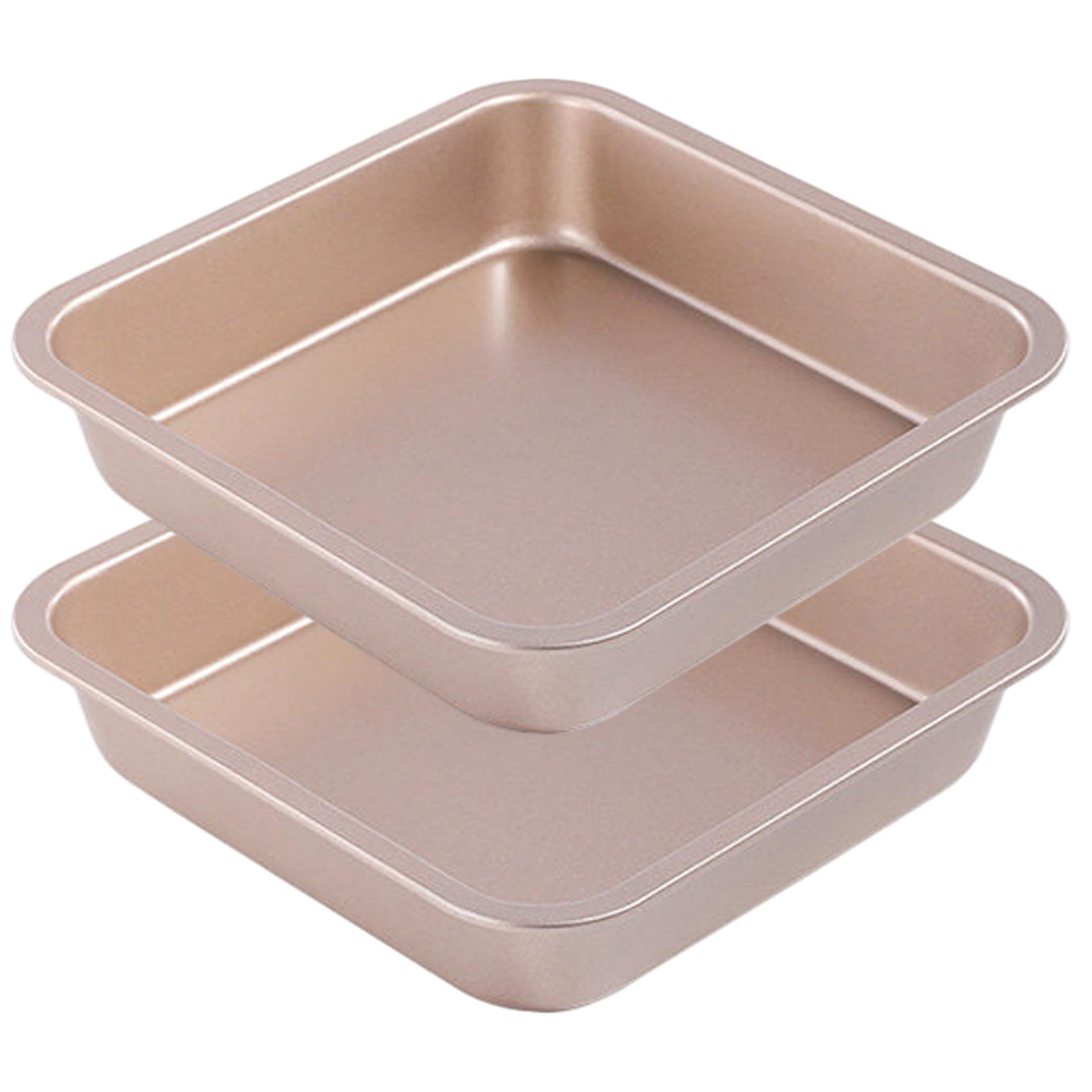 Ginwrek 8x8 baking pan 8x8 Baking Dish, 2 Pcs Pan Set, Non-stick Square Cake & Brownie Pans, Even Heat Distribution, Gold, 8 Inch