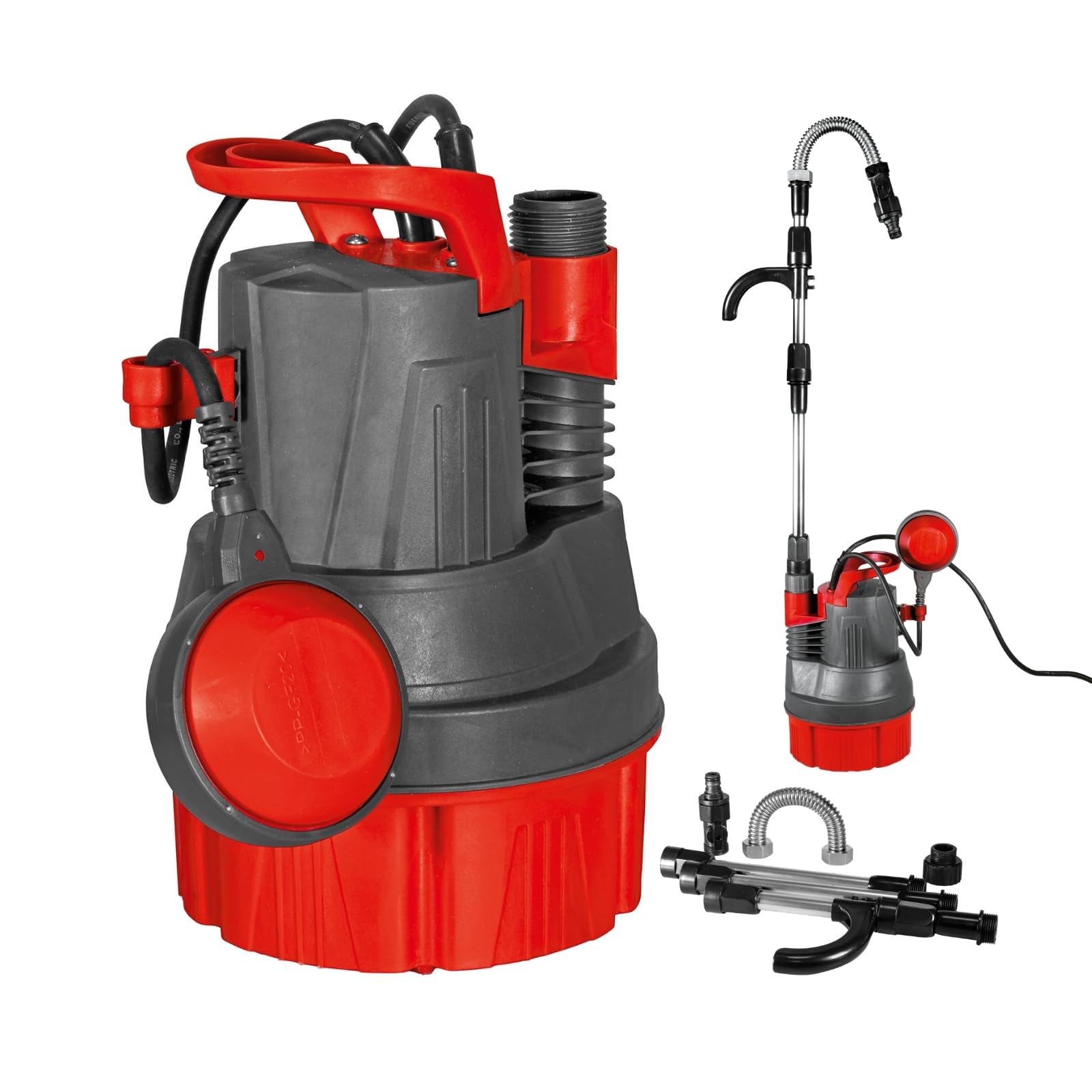 MAUK® Regenfasspumpe 350W 5000 l/h | Tauchpumpe mit integriertem Schwimmer, Wasserhahn, Schlauchanschluss & 10m Kabel | flachsaugend für Gartenbewässerung & Schmutzwasser | Förderhöhe 11m