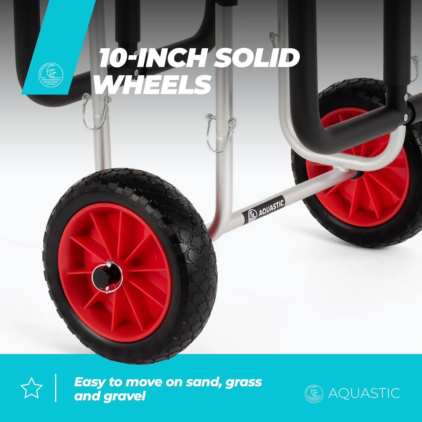 AQUASTIC SUP und Paddleboarding Trolley | Transport von 2 SUP-Boards | Leichte Aluminium-Konstruktion Tragkraft 60 kg | Wartungsfreie 10-Zoll-Räder | Einfache Montage | Kratzschutz