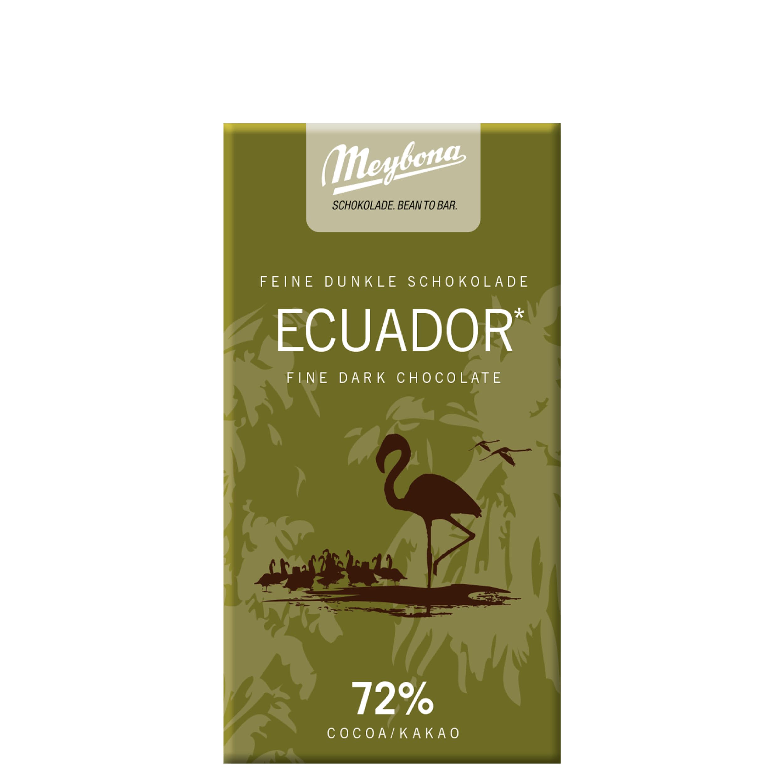 Meybona Urspungs-Schokolade Zartbitter | Ecuador | 72% Kakao | 18x40g | Single Origin, Edelkakao-Schokoladen, Schokoladentafel, ausgewählte Edelkakaobohnen, perfekt für unterwegs, ohne Palmöl