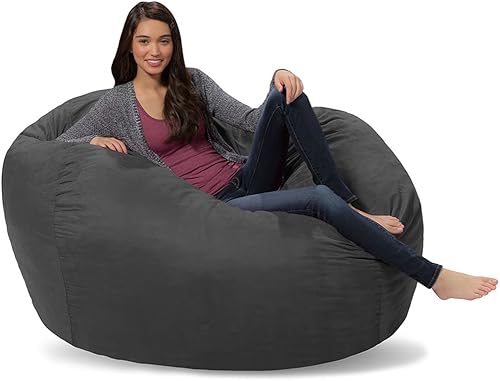 Miniatura 92 de Comfy Sacks - Puf de espuma viscoelástica de 7.5 pies, tumbona de piel sintética color negro Piel sintética, color negro,Piel sintética de color