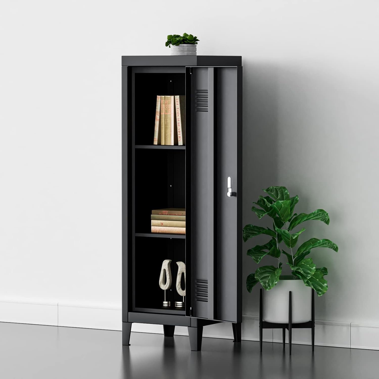 Frideko Storage Metal Storage Cupboard, 3 Tier Thicken Steel