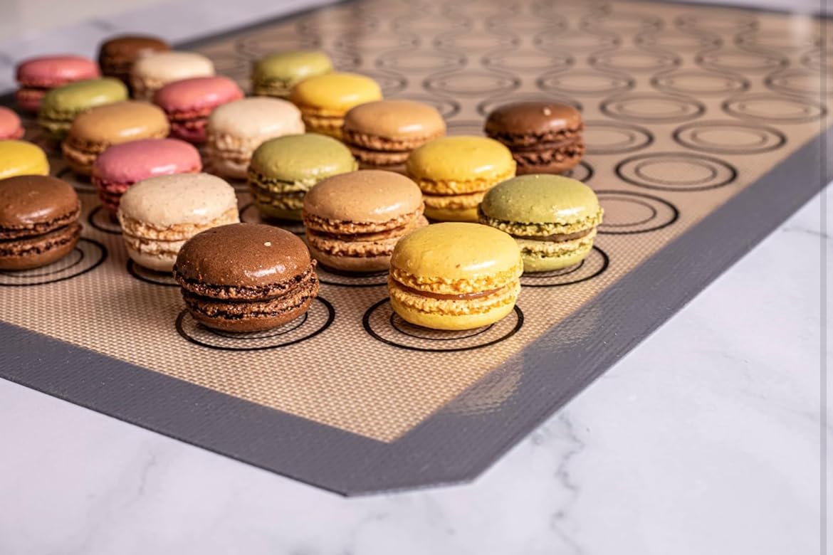 Macaron Backmatte, Silikon, antihaftbeschichtet, vollständiges Blatt, wiederverwendbar, 10 Stück, Rot | Antihaft-Macaron-Matte für perfektes Backen, spülmaschinen- und ofenfest, für Macarons, Kekse, Brot und mehr, 40 x 60 cm