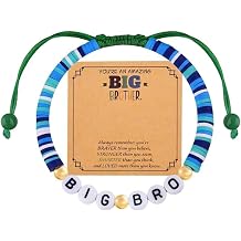 Big Brother Bracelet Gift Set - Adjustable Clay Beads with Greeting Card | Sliding-Knot Fit For Boys And Men, Lightweight Everyday Wear, Heartfelt Sibling Message, For Birthdays And Milestones