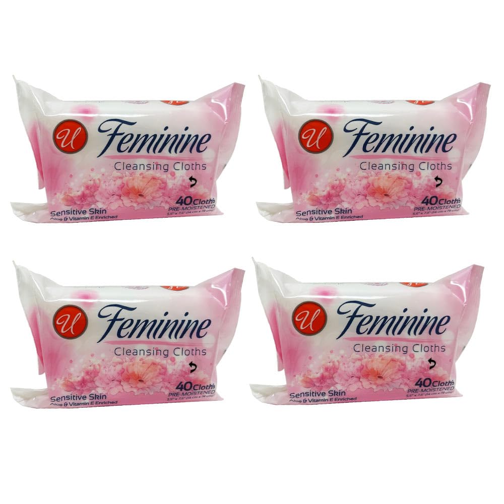 160 Sensitive Daily Gentle Feminine Wipes Cloths Soft Cleansing Removes Odor 4pk Women's Refreshing Wet Cloth Cleaning Fresh Clean Light Fragrance Scent Cleanser Towel Travel Cleaner Hygiene Odor