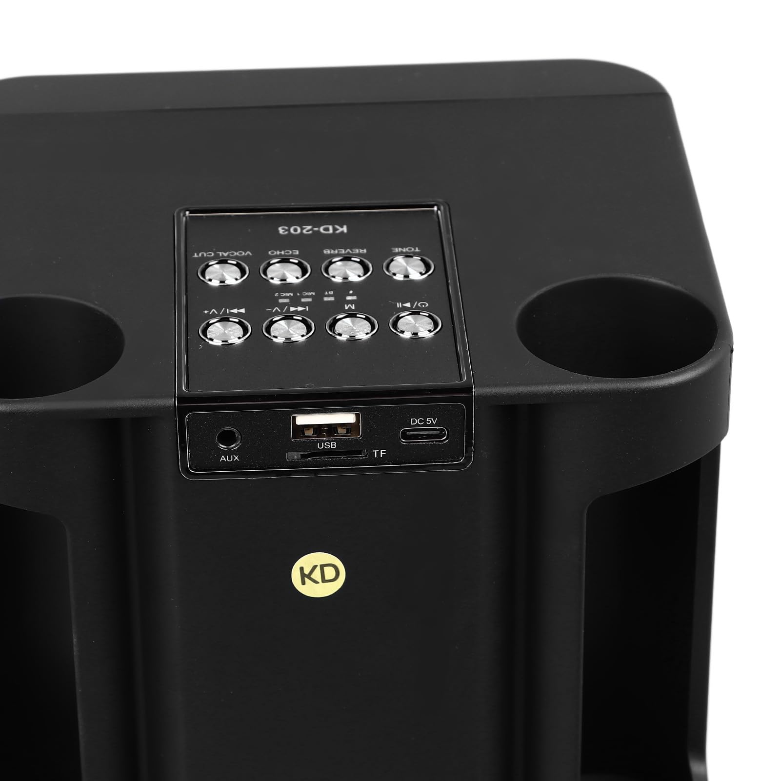 Lazmin112 Altavoces de Karaoke Inalámbricos, Altavozcon 2 Micrófonos Inalámbricos, Mini Máquina de Karaoke Portátil para Fiestas en Casa, Camping, Potente Subwoofer, Uso Versátil