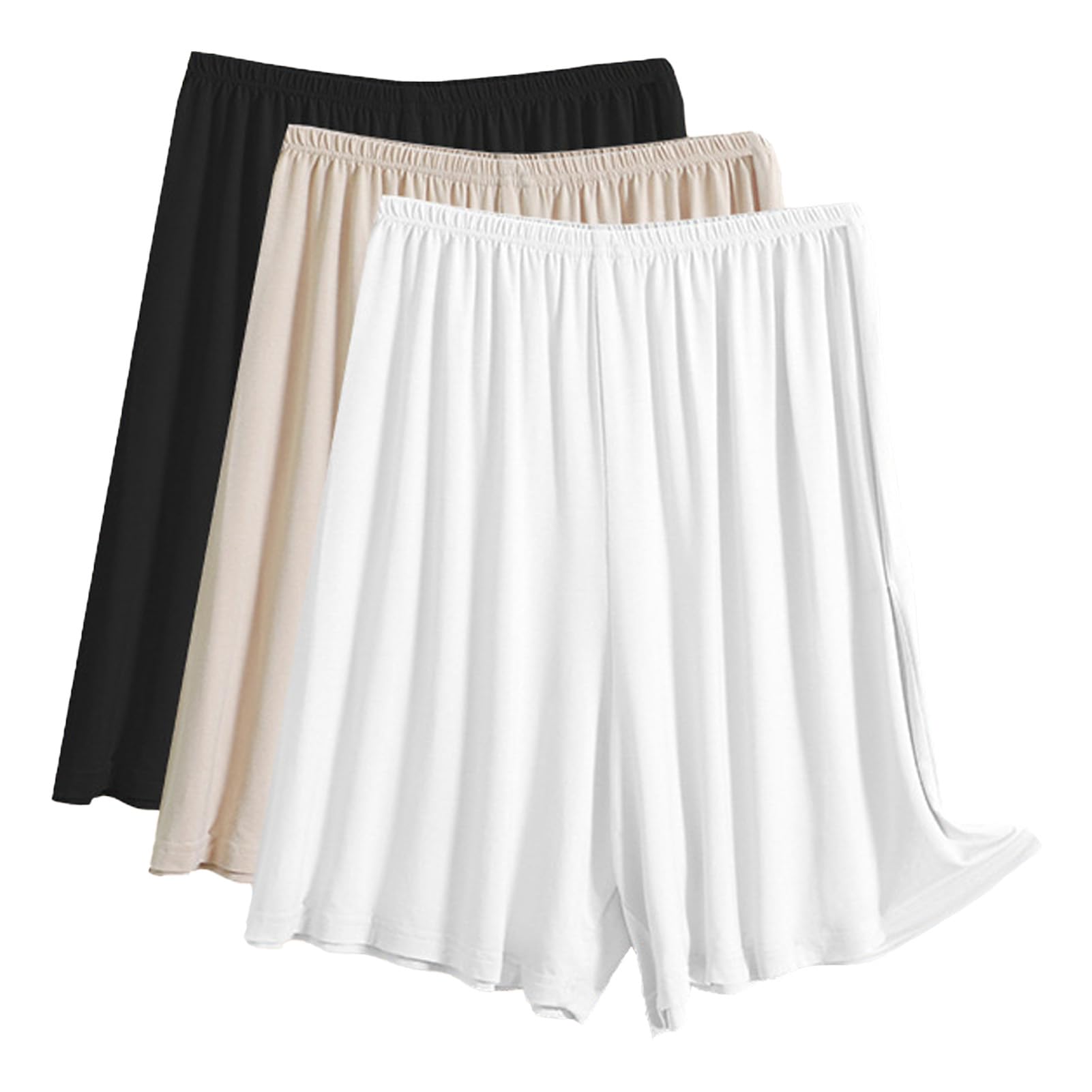 Imrmb 3 Pack Women's Half Slip Shorts Pettipants, Black/White/Nude, Medium